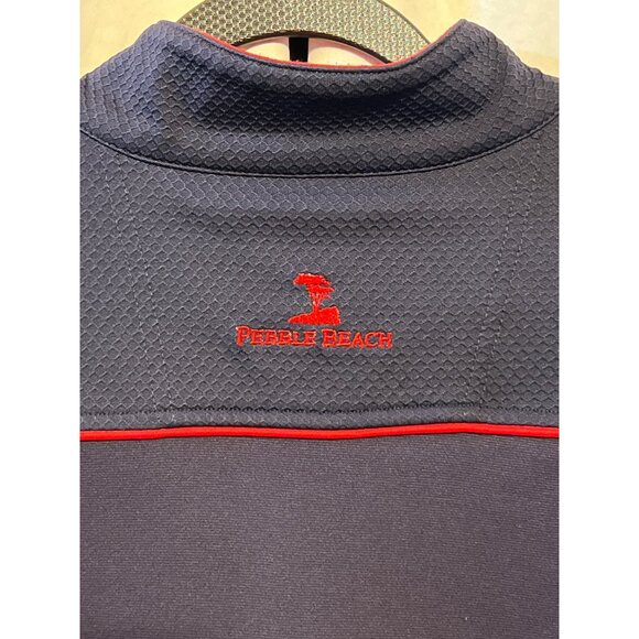 Pebble Beach Navy Blue 1/4 Zip Pullover With Red Accents Size L - Picture 9 of 10